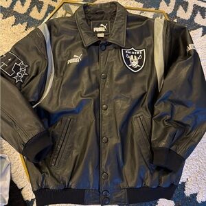 Puma Black Raiders Varsity Leather Jacket